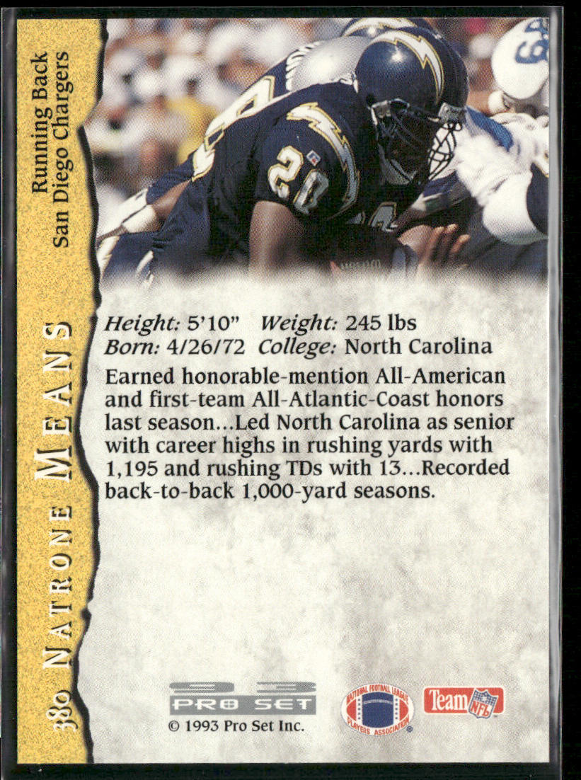Natrone Means 1993 Pro Set #380 RC San Diego Chargers