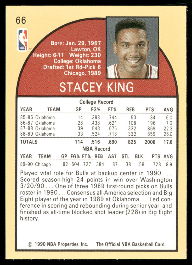 Stacey King 1990-91 Hoops #66 RC Chicago Bulls