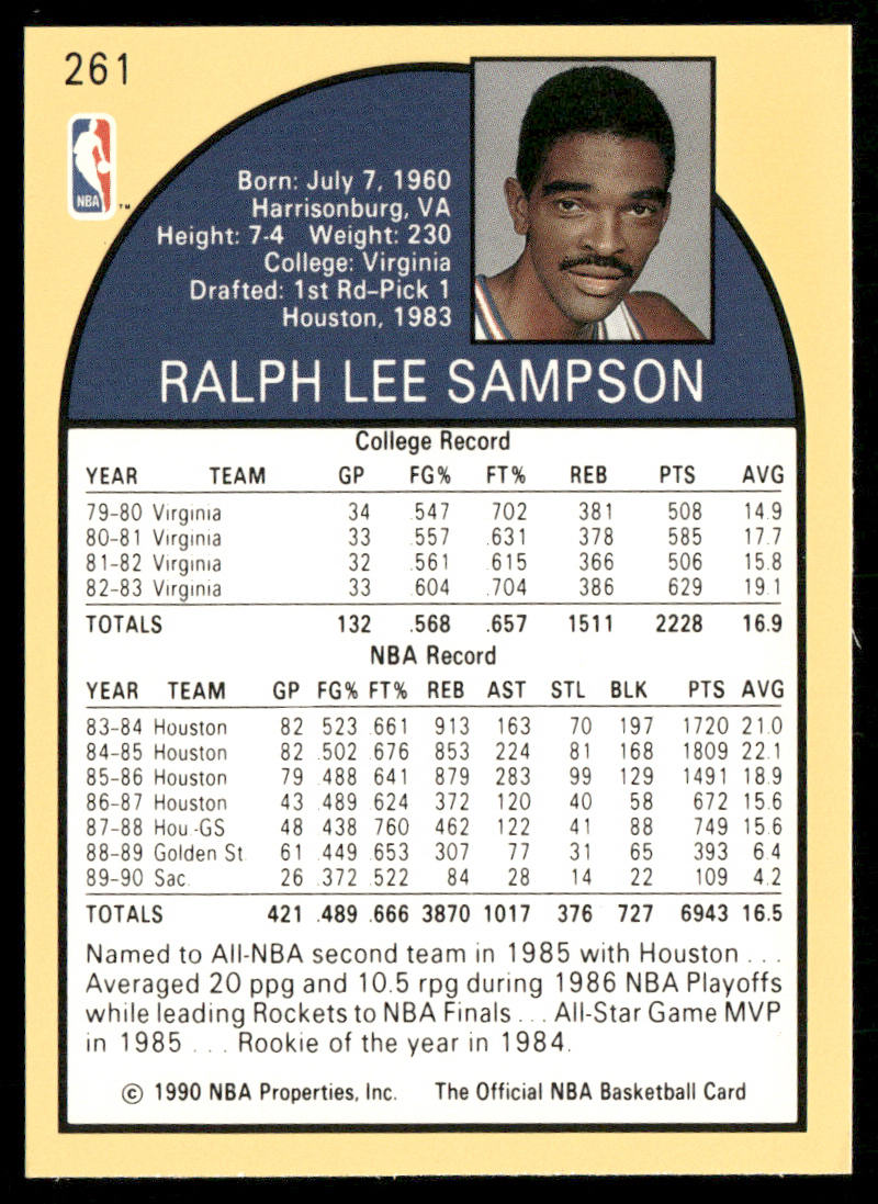 Ralph Sampson 1990-91 Hoops #261 Sacramento Kings