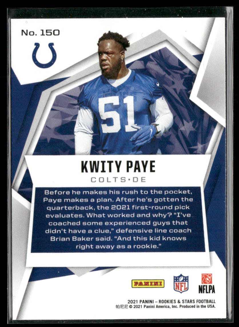 Kwity Paye 2021 Panini Rookies & Stars #150 RC Indianapolis Colts