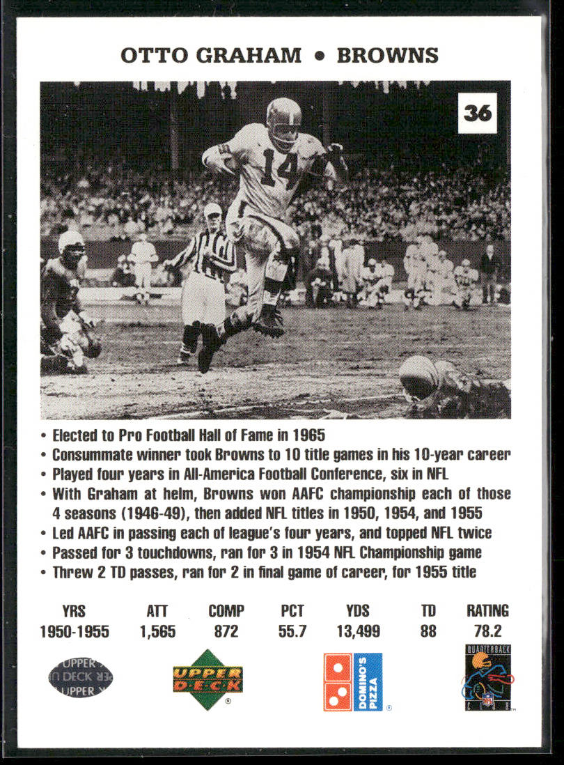 Otto Graham 1991 Upper Deck Domino's The Quarterbacks #36 Cleveland Browns