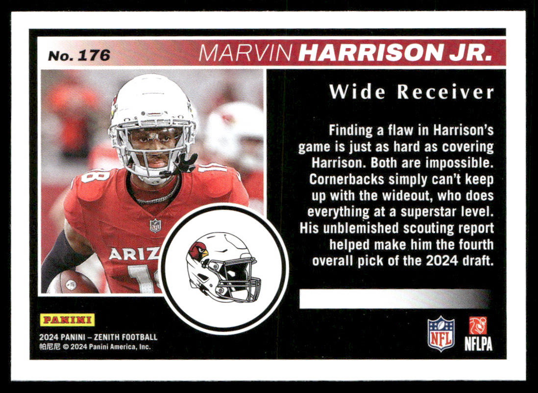 Marvin Harrison Jr. 2024 Panini Zenith #176 RC Arizona Cardinals