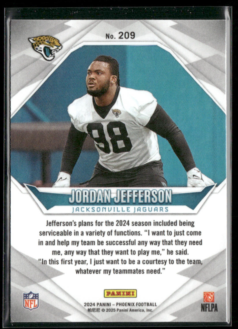 Jordan Jefferson 2024 Panini Phoenix #209 RC Jacksonville Jaguars
