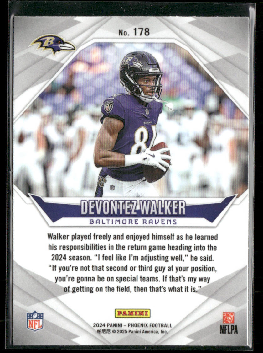 Devontez Walker 2024 Panini Phoenix #178 RC Baltimore Ravens