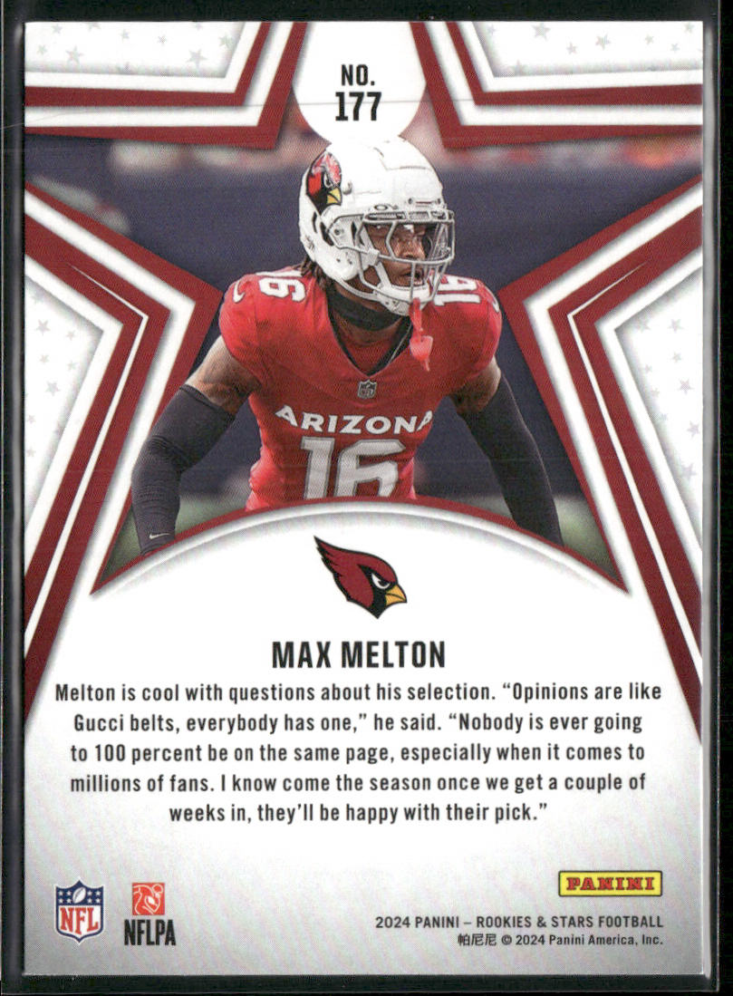 Max Melton 2024 Panini Rookies & Stars #177 RC Arizona Cardinals