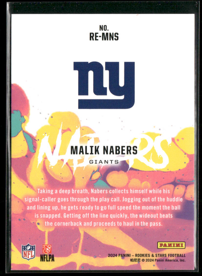 Malik Nabers 2024 Panini Rookies & Stars Rookie Exclusive Red #RE-MNS Giants