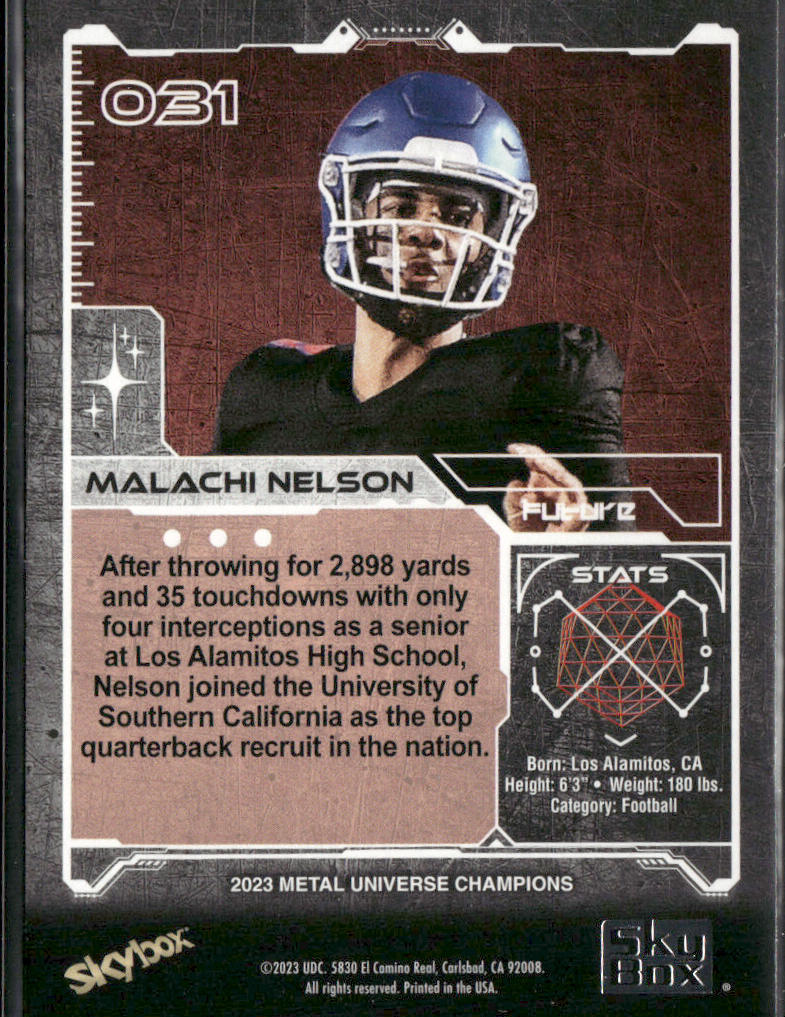 Malachi Nelson 2023 SkyBox Metal Universe Champions #031