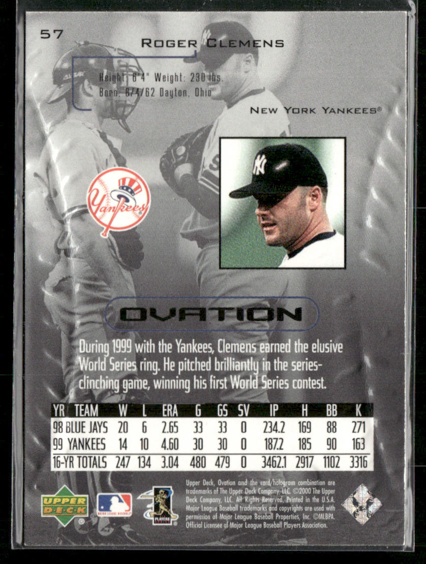 Roger Clemens 2000 Upper Deck Ovation #57 New York Yankees