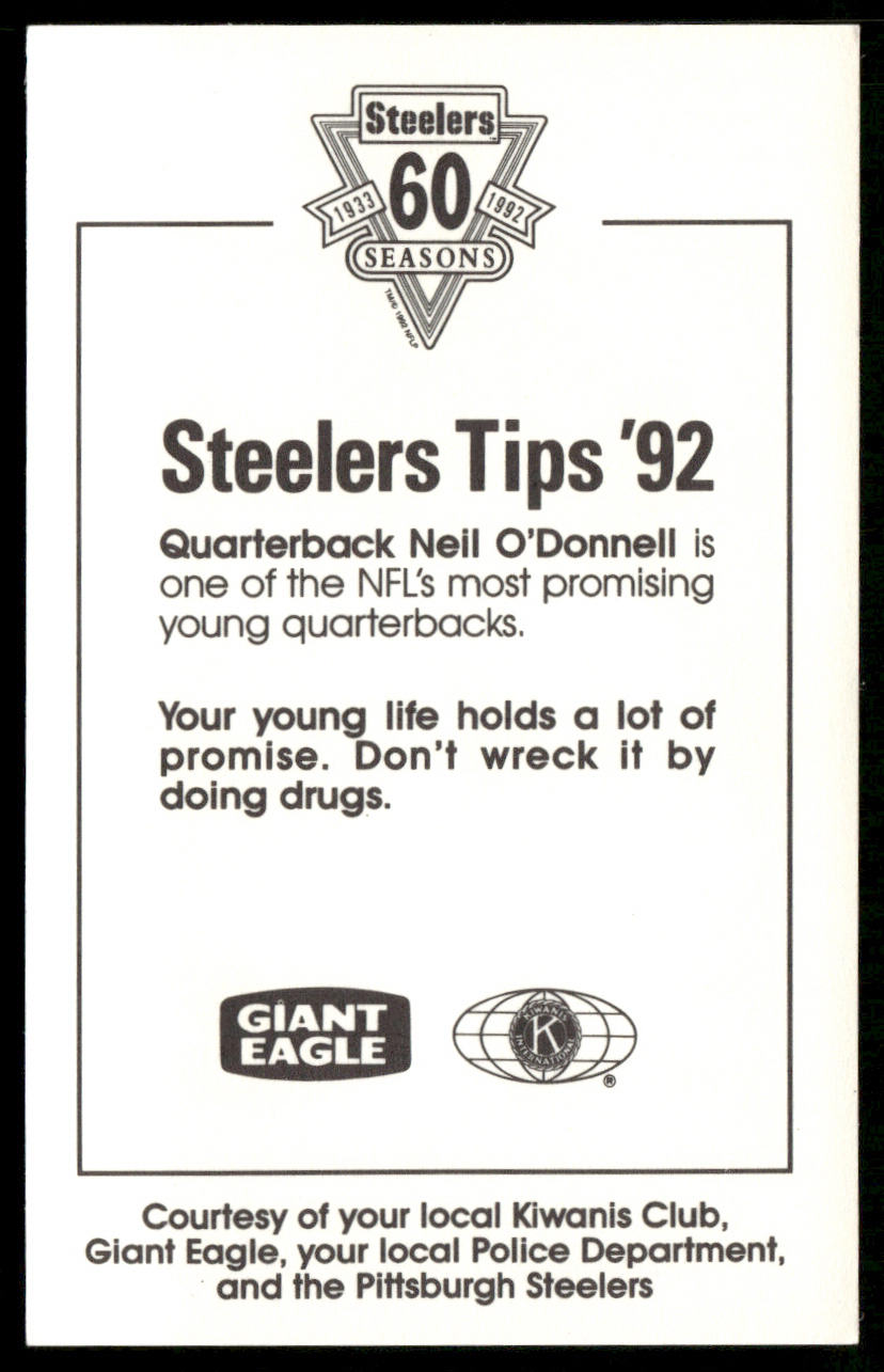 Neil O'Donnell 1992 Pittsburgh Steelers Kiwanis Giant Eagle Police #NNO