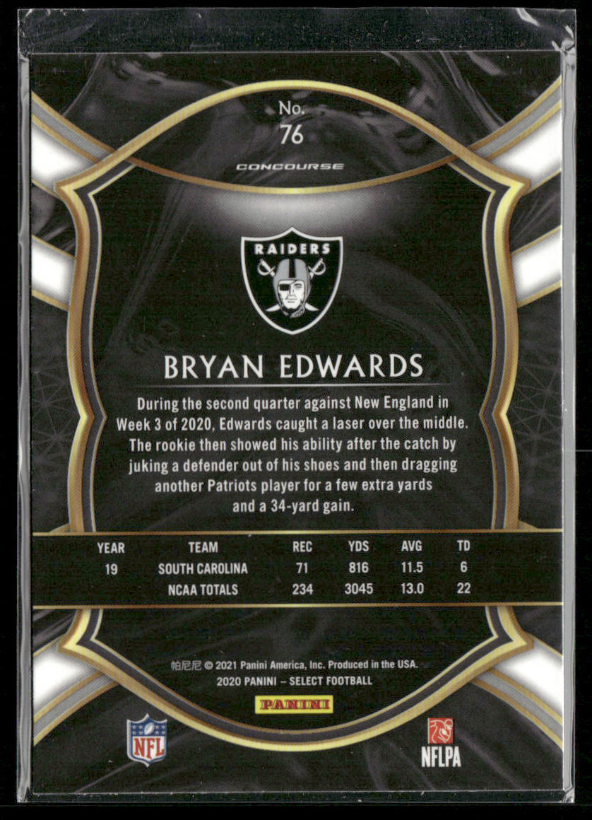 Bryan Edwards 2020 Panini Select #76 RC Las Vegas Raiders