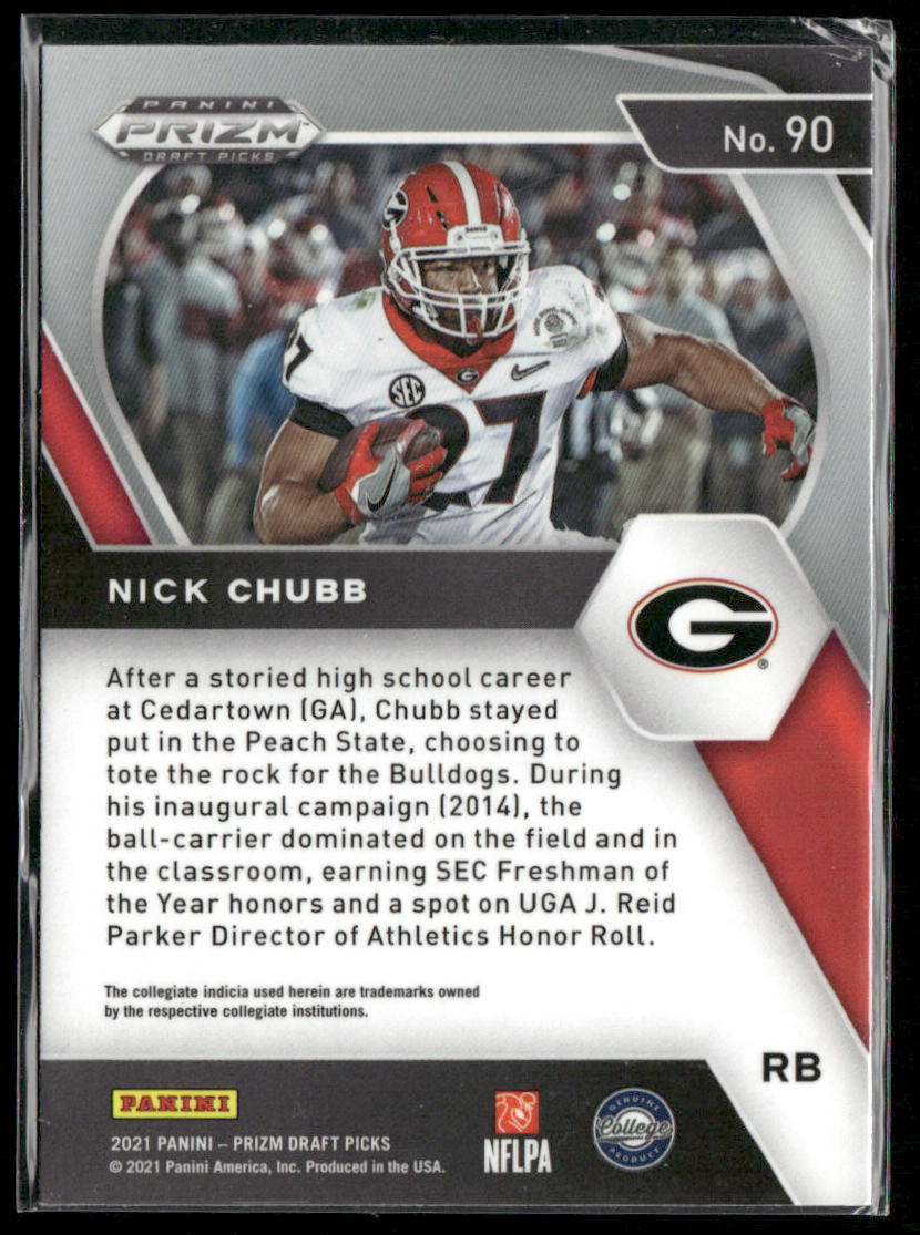 Nick Chubb 2021 Panini Prizm Draft Picks Collegiate #90 Georgia Bulldogs