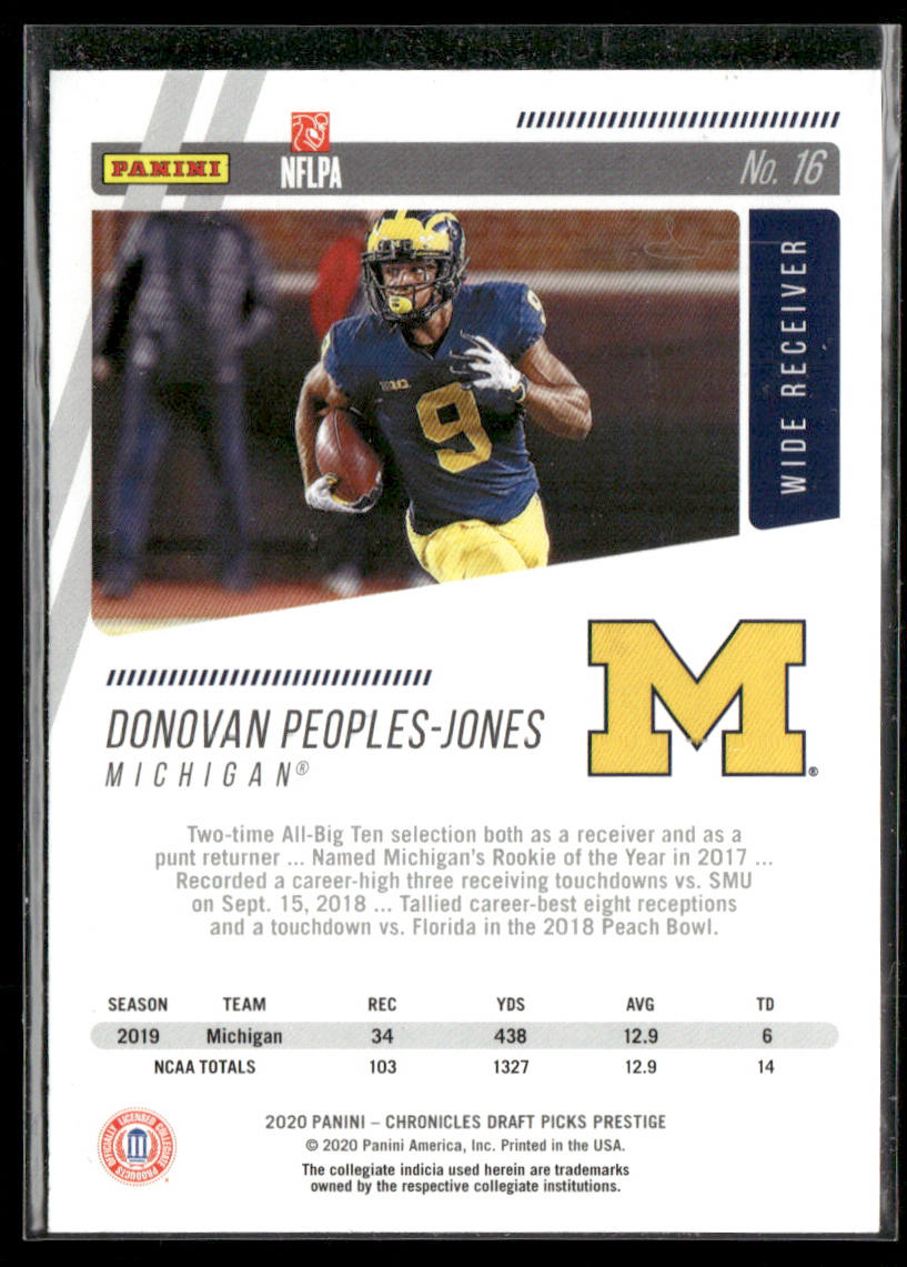 Donovan Peoples-Jones 2020 Panini Chronicles Draft Picks #16