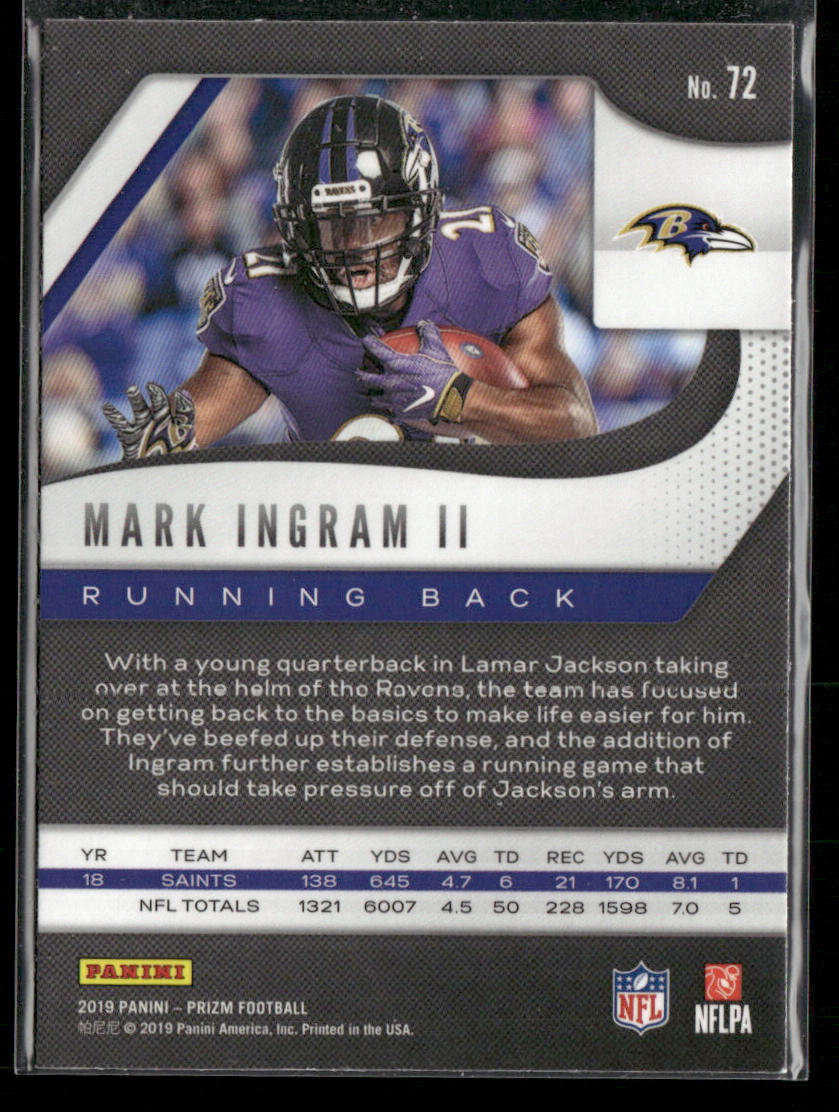 Mark Ingram II 2019 Panini Prizm #72 Baltimore Ravens