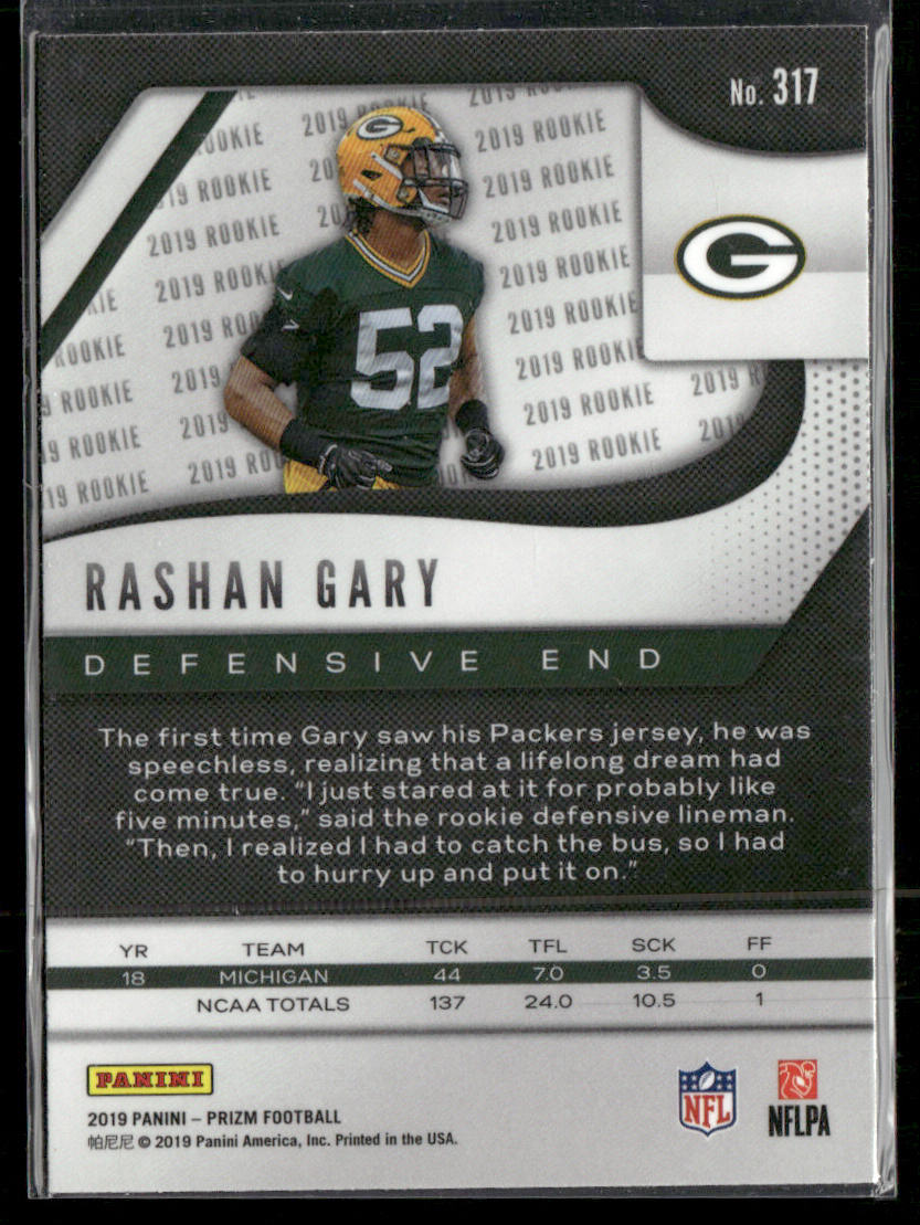 Rashan Gary 2019 Panini Prizm #317 RC Green Bay Packers