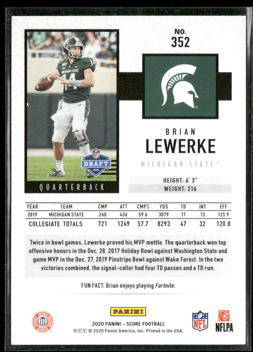 Brian Lewerke 2020 Score #352 RC Michigan State Spartans