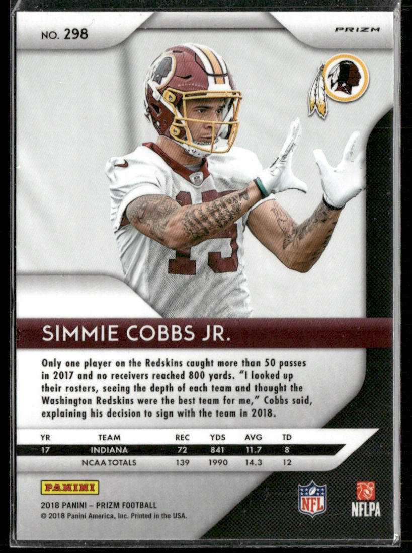Simmie Cobbs Jr. 2018 Panini Prizm Prizm Green #298 RC Washington Redskins