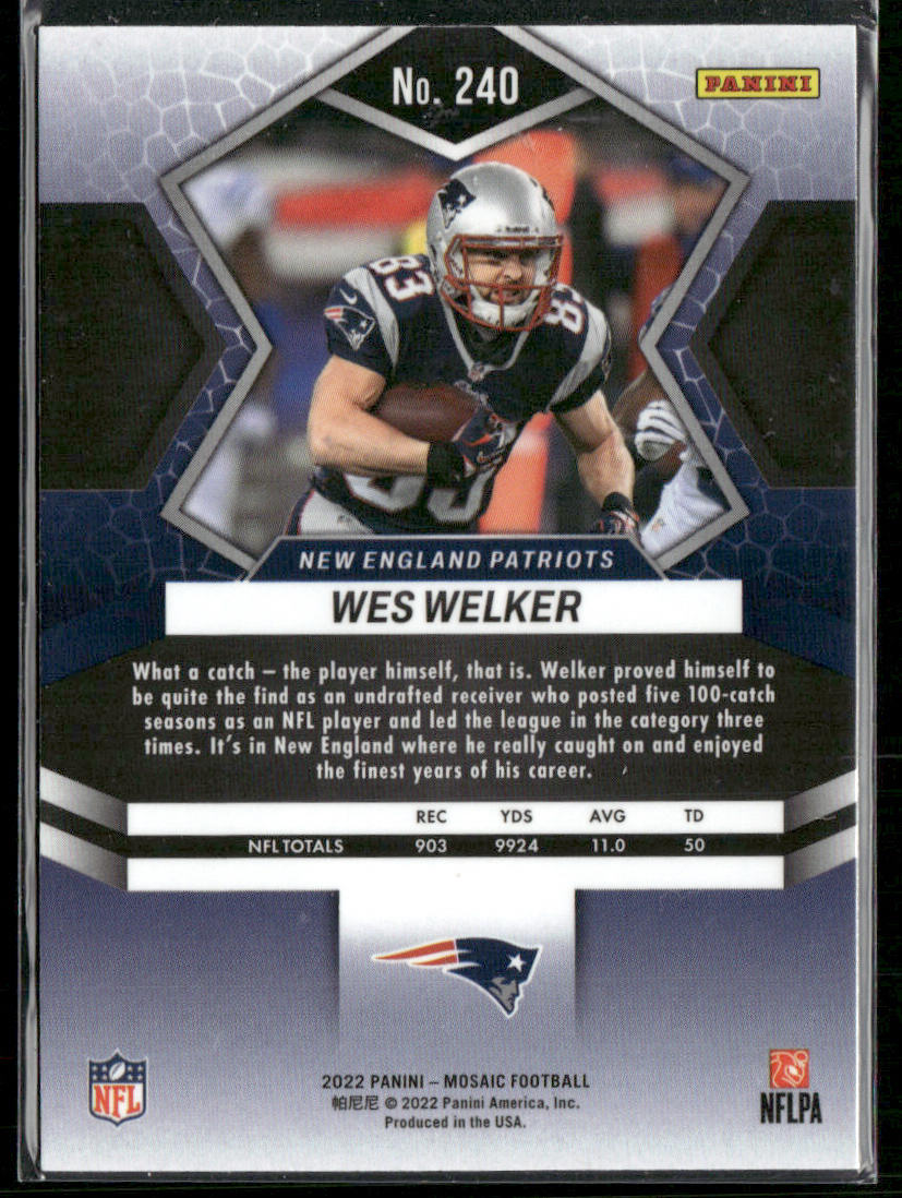 Wes Welker 2022 Panini Mosaic #240 New England Patriots