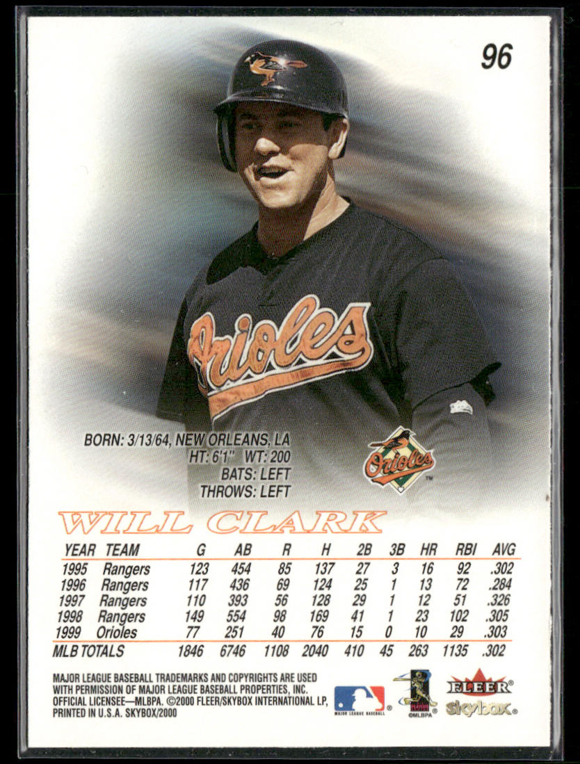 Will Clark 2000 SkyBox #96 Baltimore Orioles