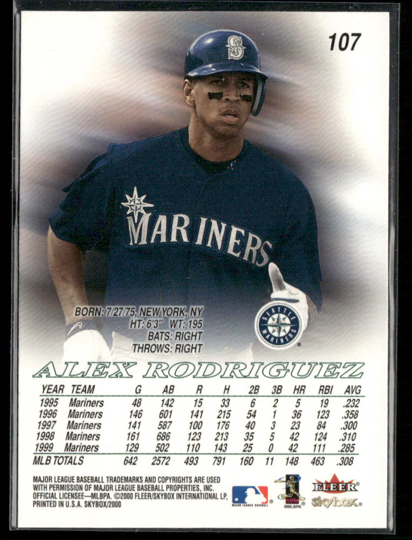 Alex Rodriguez 2000 SkyBox #107 Seattle Mariners