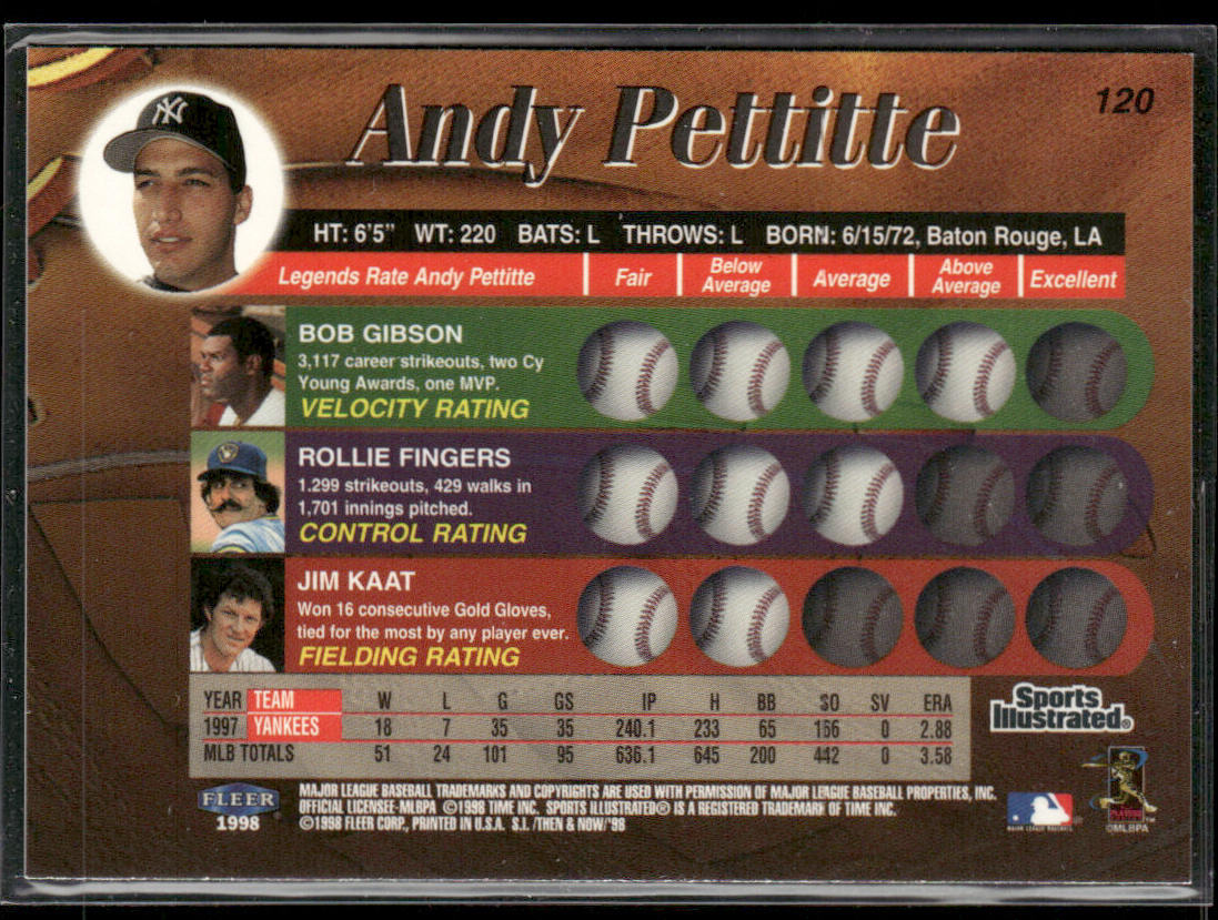 Andy Pettitte 1998 Sports Illustrated Then and Now #120 New York Yankees