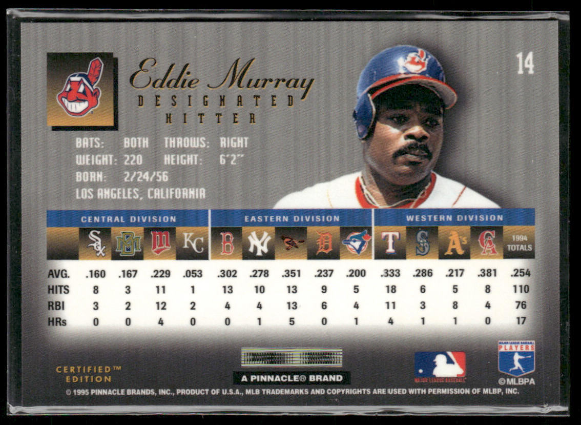 Eddie Murray 1995 Select Certified #14 Cleveland Indians