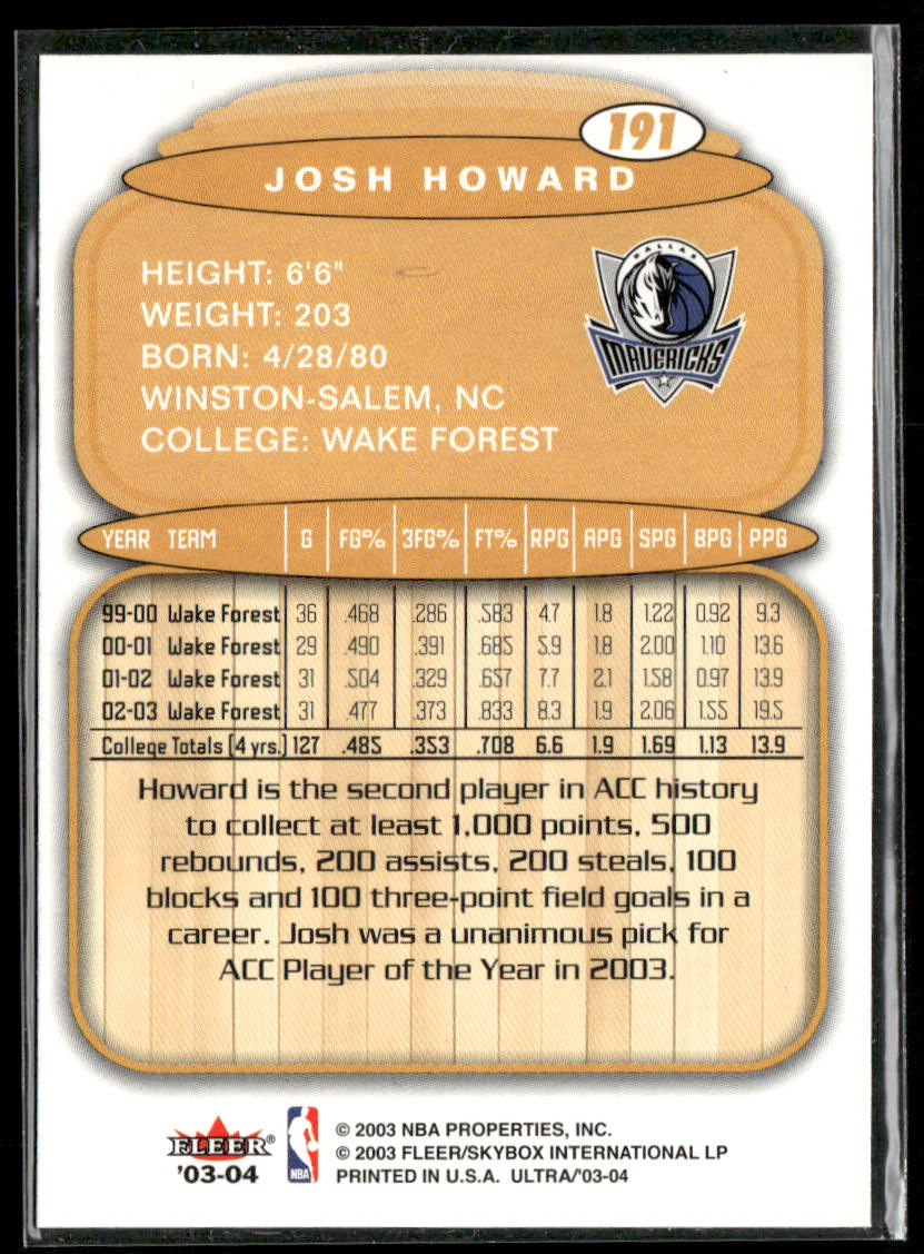 Josh Howard 2003-04 Ultra #191 RC Dallas Mavericks