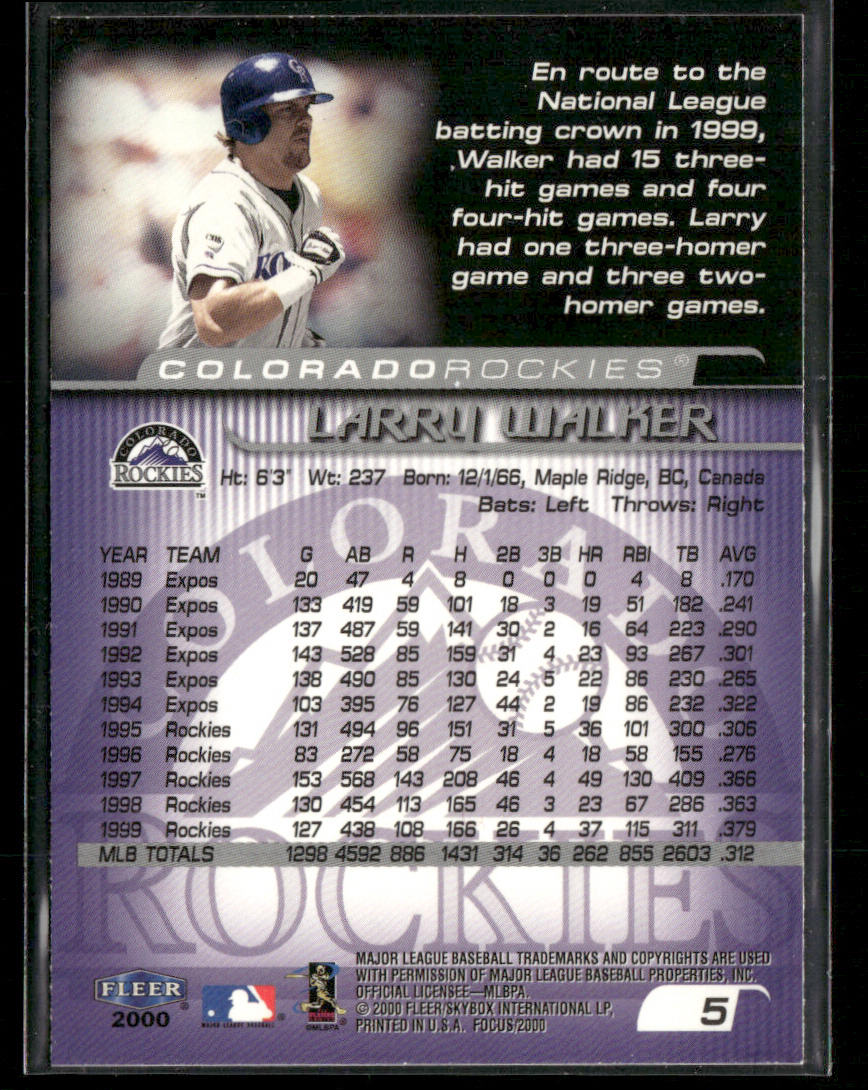 Larry Walker 2000 Fleer Focus #5 Colorado Rockies