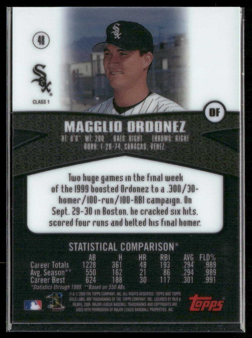 Magglio Ordonez 2000 Topps Gold Label #48 Chicago White Sox
