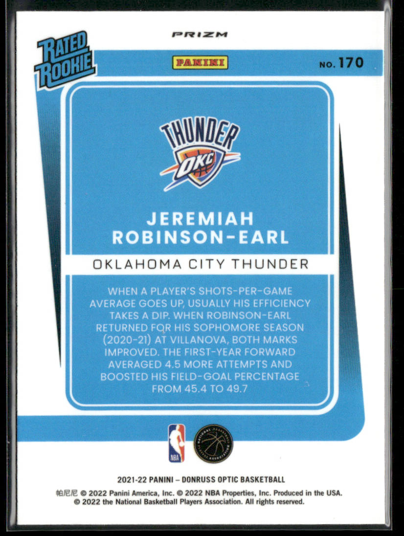 Jeremiah Robinson-Earl 2021-22 Donruss Optic Fanatics Box Set #170 RC Thunder