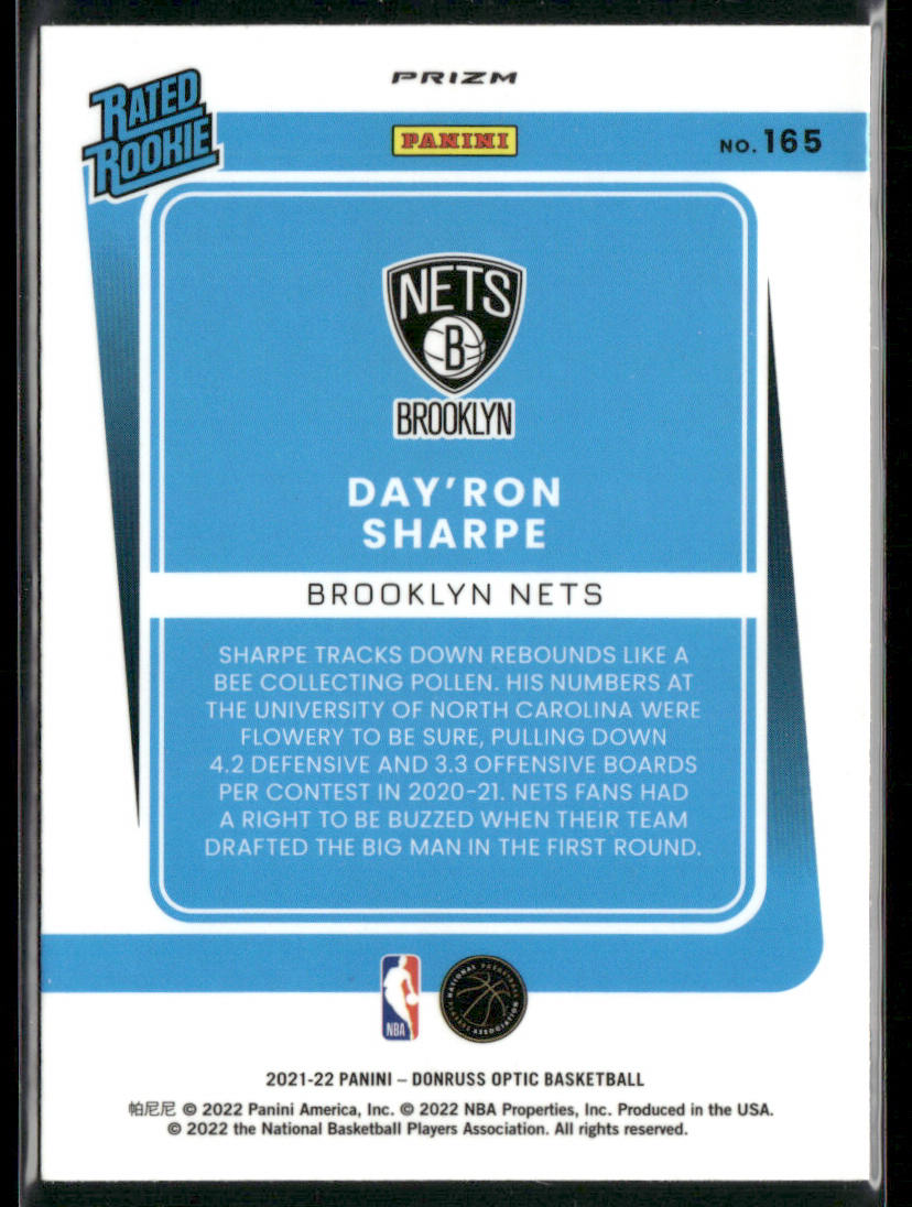 Day'Ron Sharpe 2021-22 Donruss Optic Fanatics Box Set #165 RC Brooklyn Nets