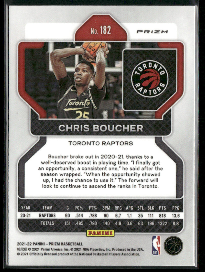 Chris Boucher 2021-22 Panini Prizm Green Wave #182 Toronto Raptors