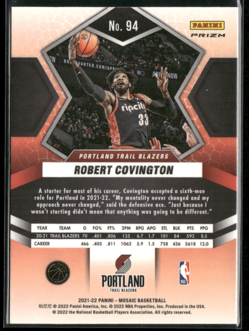 Robert Covington 2021-22 Panini Mosaic Silver #94 Portland Trail Blazers