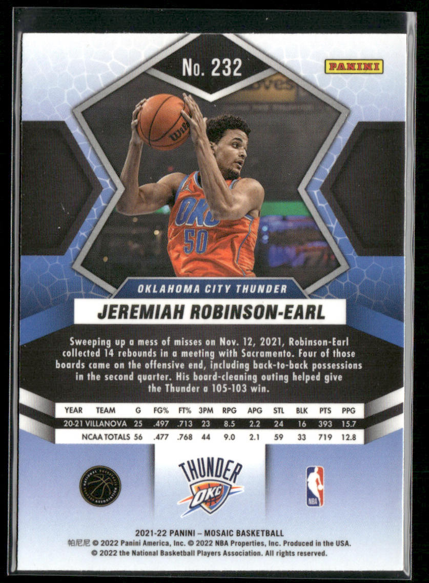 Jeremiah Robinson-Earl 2021-22 Panini Mosaic #232 RC Oklahoma City Thunder