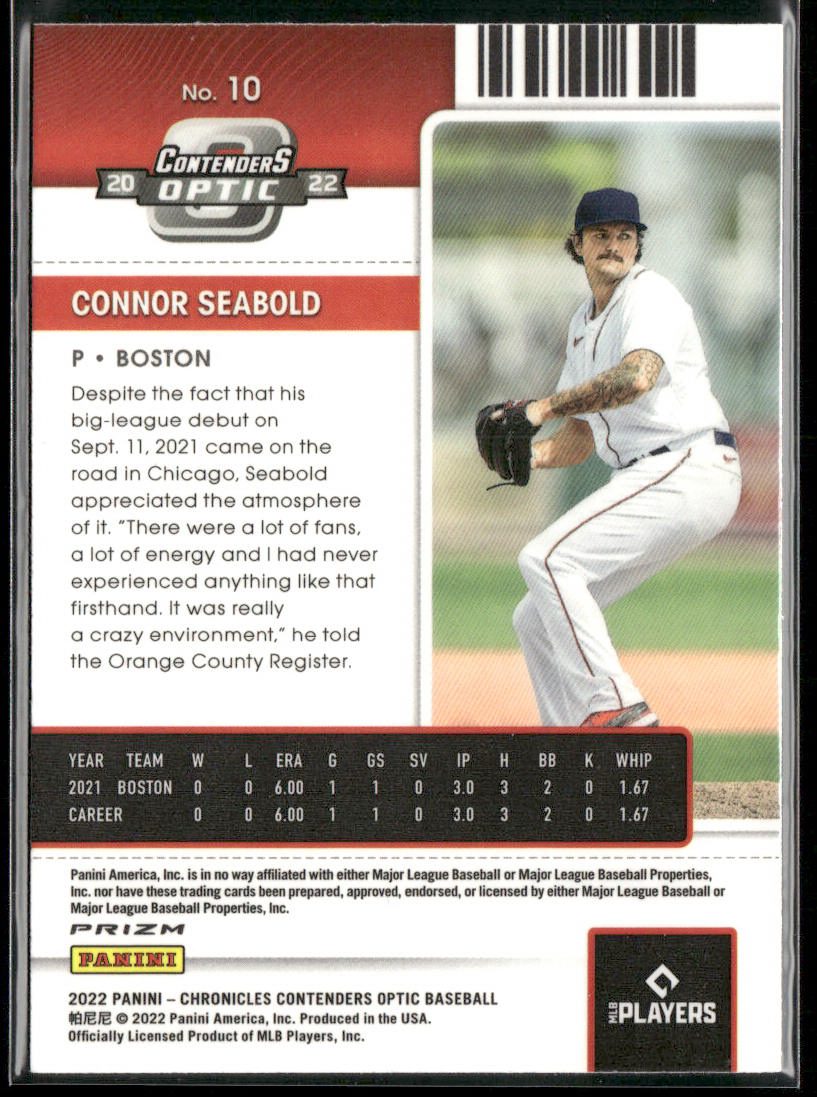 Connor Seabold 2022 Panini Chronicles Contenders Optic Pink Pulsar #10 Red Sox