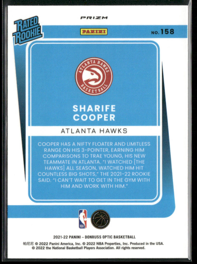 Sharife Cooper 2021-22 Donruss Optic Holo #158 RC Atlanta Hawks