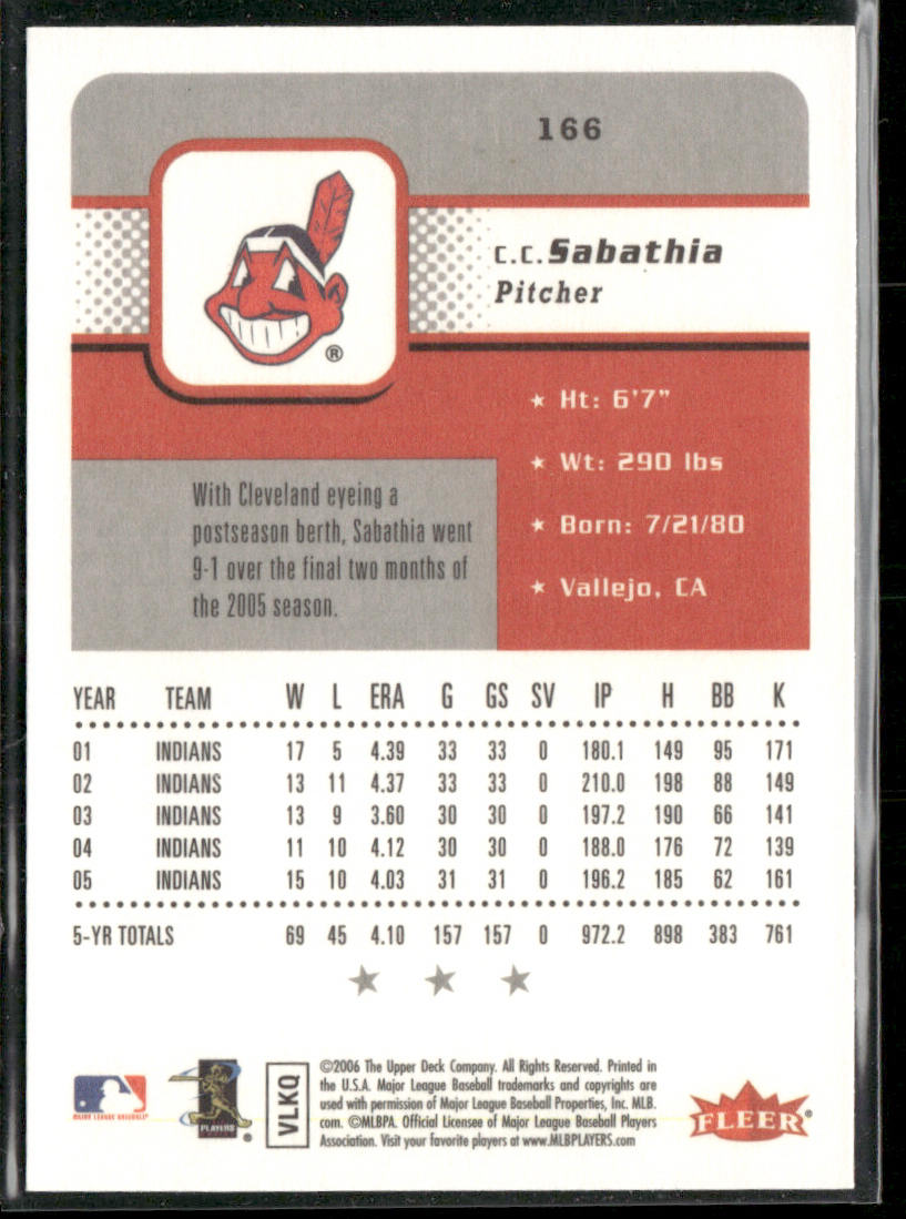 C.C. Sabathia 2006 Fleer #166 Cleveland Indians