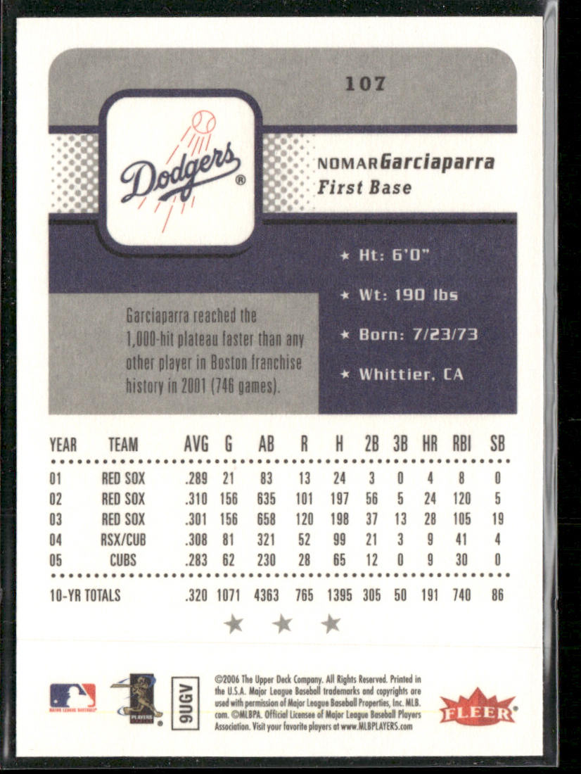 Nomar Garciaparra 2006 Fleer #107 Los Angeles Dodgers