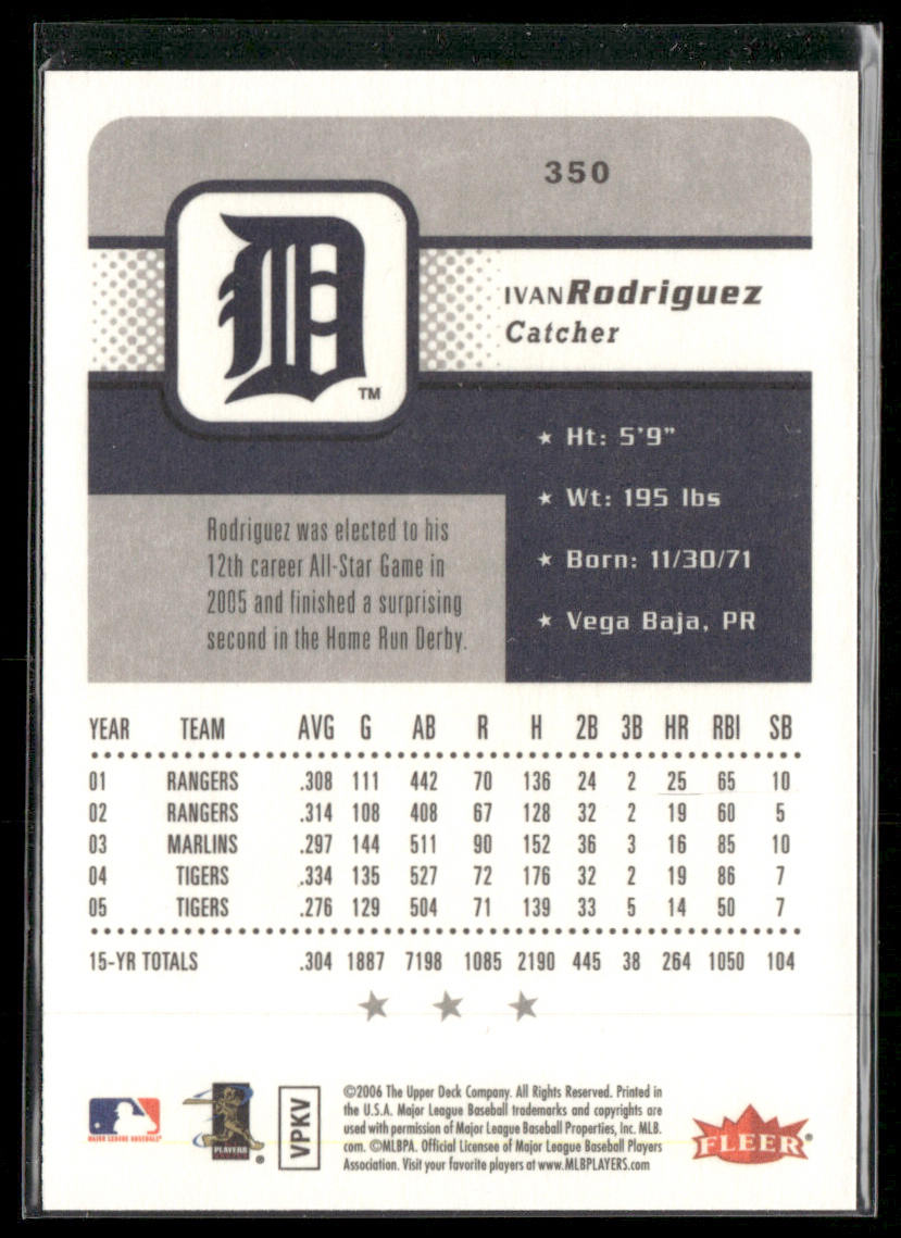 Ivan Rodriguez 2006 Fleer #350 Detroit Tigers