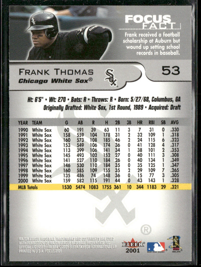 Frank Thomas 2001 Fleer Focus #53 Chicago White Sox