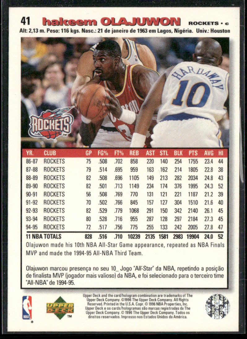 Hakeem Olajuwon 1995-96 Collector's Choice Spanish II #41 Houston Rockets