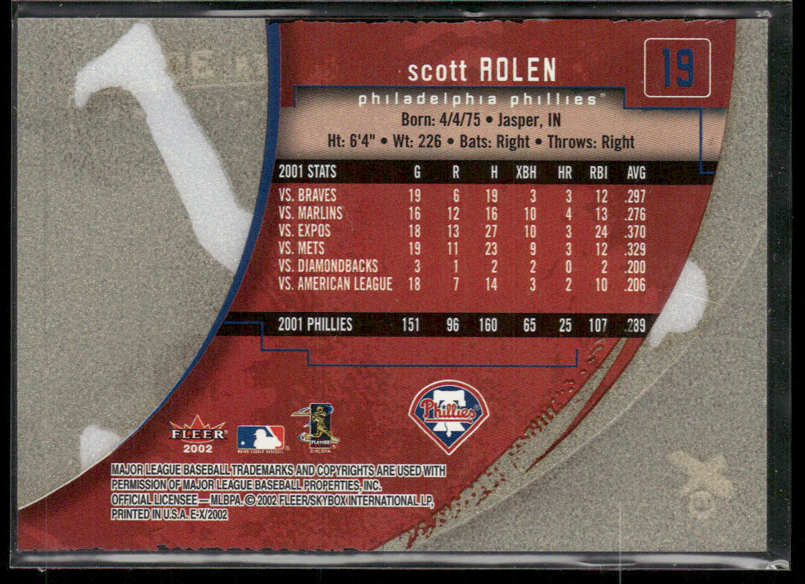 Scott Rolen 2002 Fleer E-X #19 Philadelphia Phillies