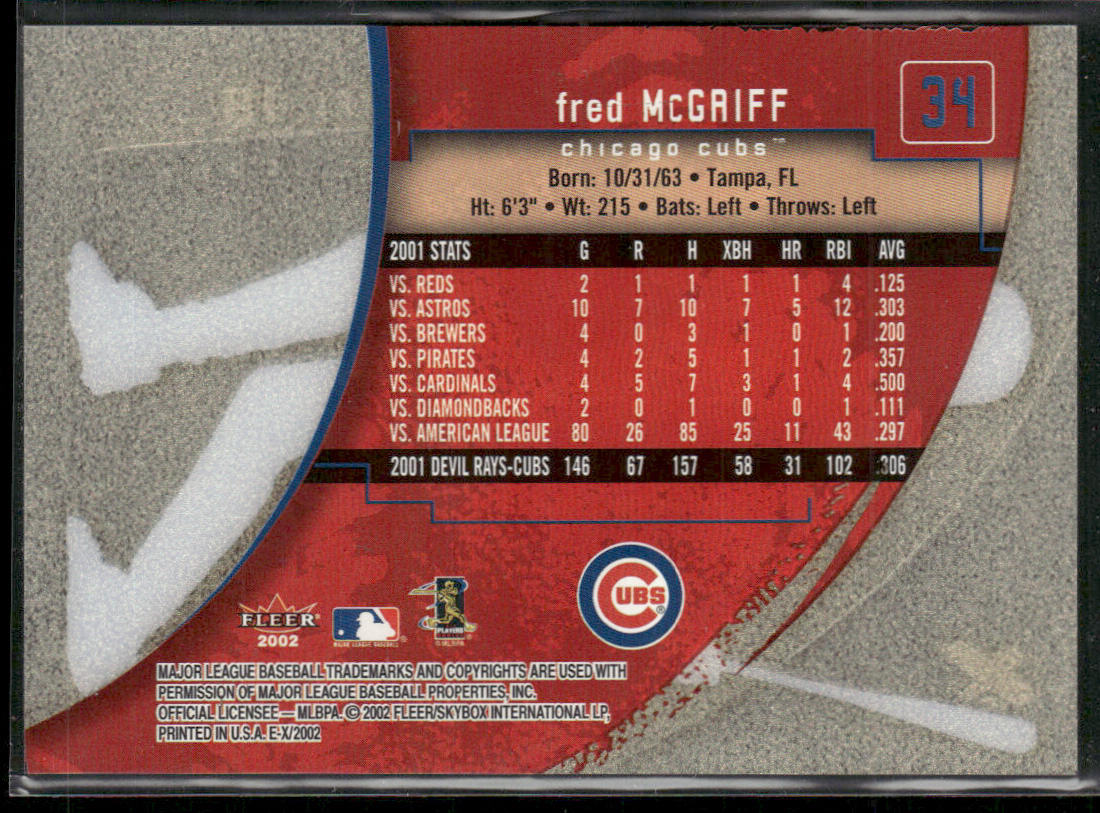 Fred McGriff 2002 Fleer E-X #34 Chicago Cubs
