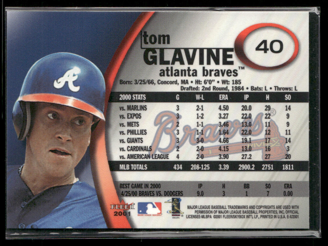 Tom Glavine 2001 Fleer E-X #40 Atlanta Braves