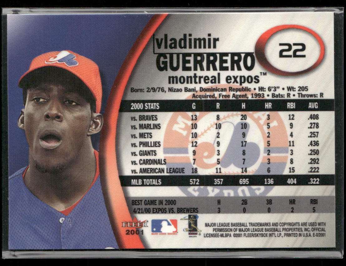 Vladimir Guerrero 2001 Fleer E-X #22 Montreal Expos