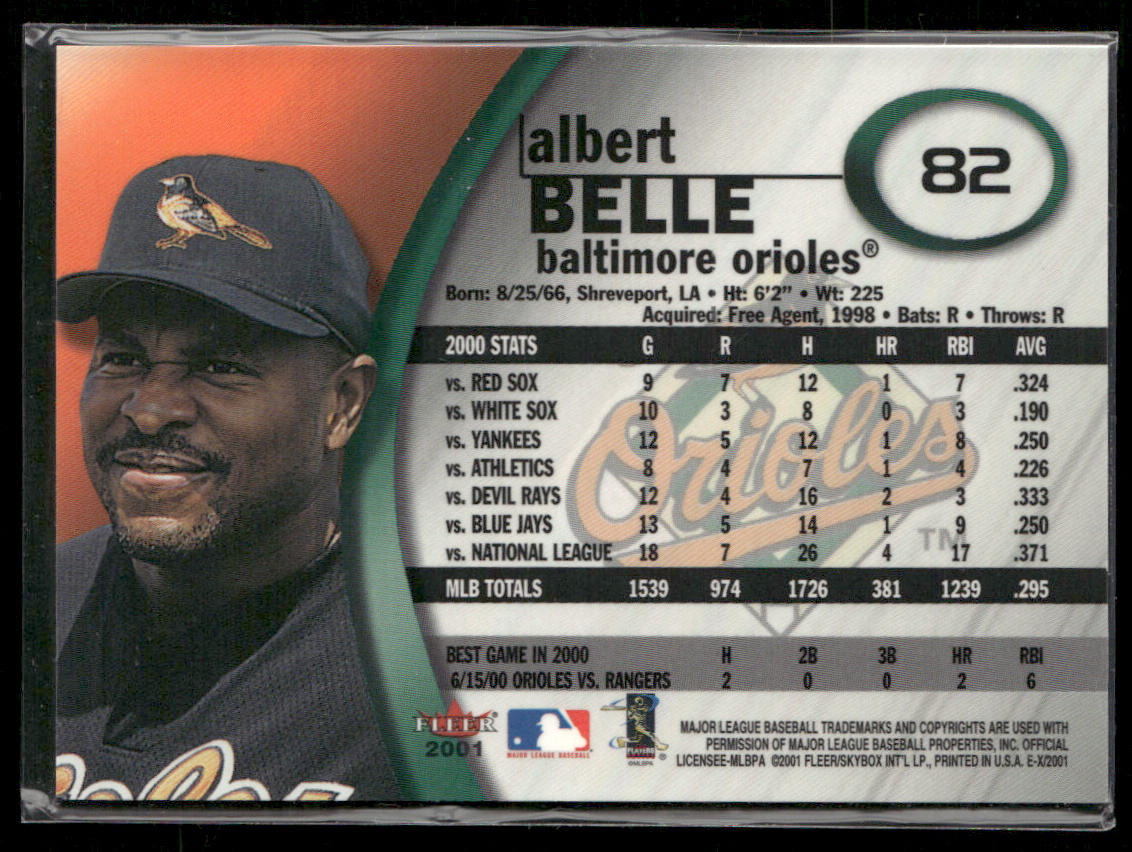 Albert Belle 2001 Fleer E-X #82 Baltimore Orioles