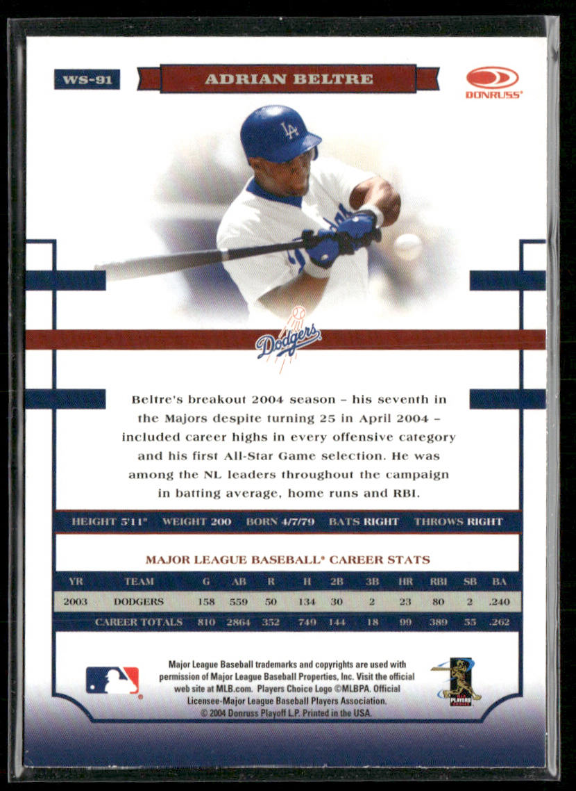 Adrian Beltre 2004 Donruss World Series #WS-91 Los Angeles Dodgers