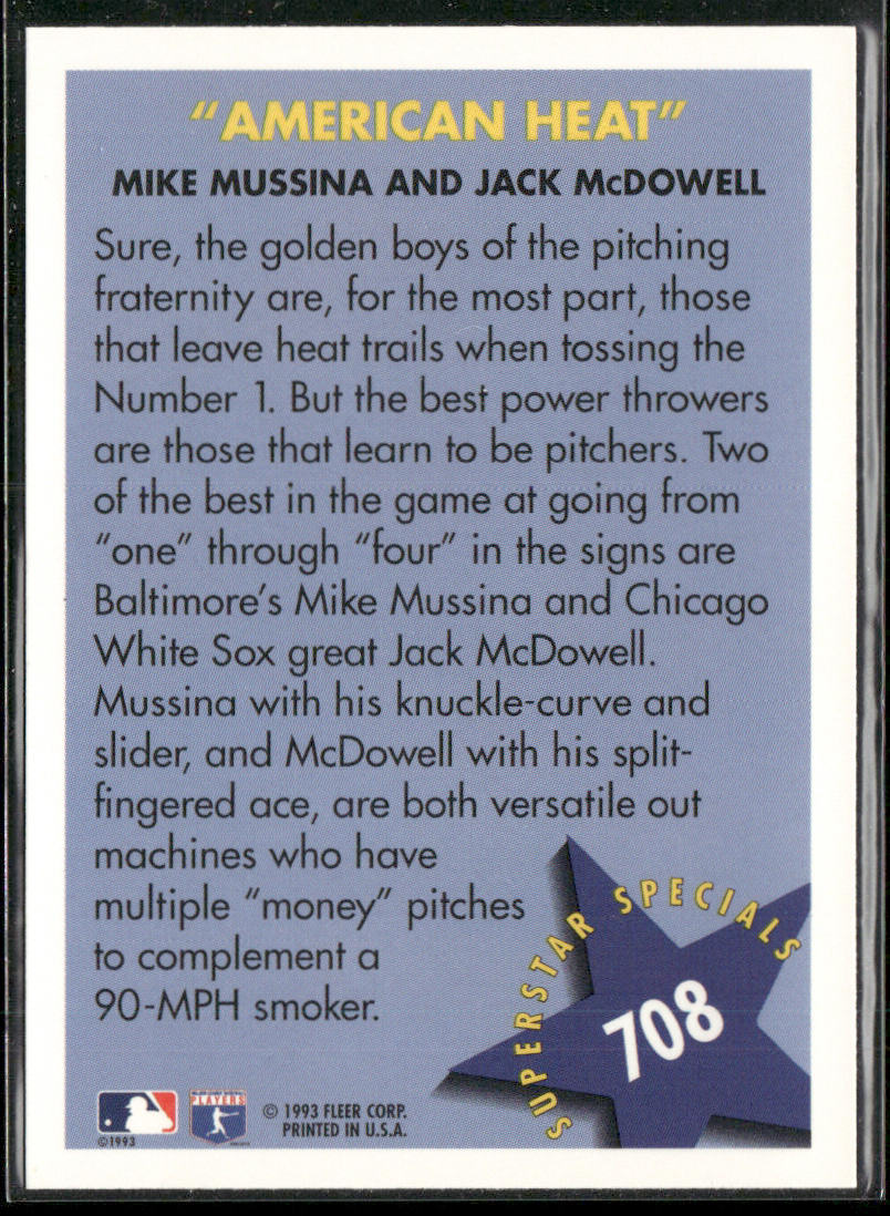 Mike Mussina / Jack McDowell 1994 Fleer #708