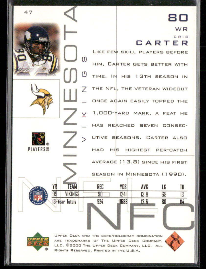 Cris Carter 2000 Upper Deck Pros & Prospects #47 Minnesota Vikings