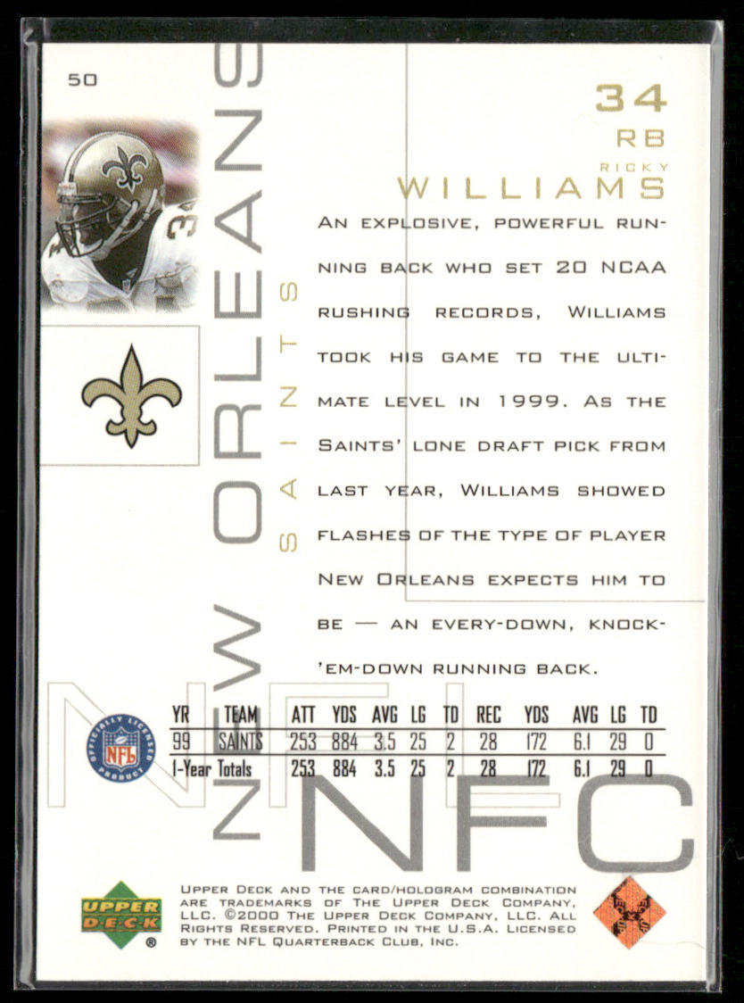 Ricky Williams 2000 Upper Deck Pros & Prospects #50 New Orleans Saints