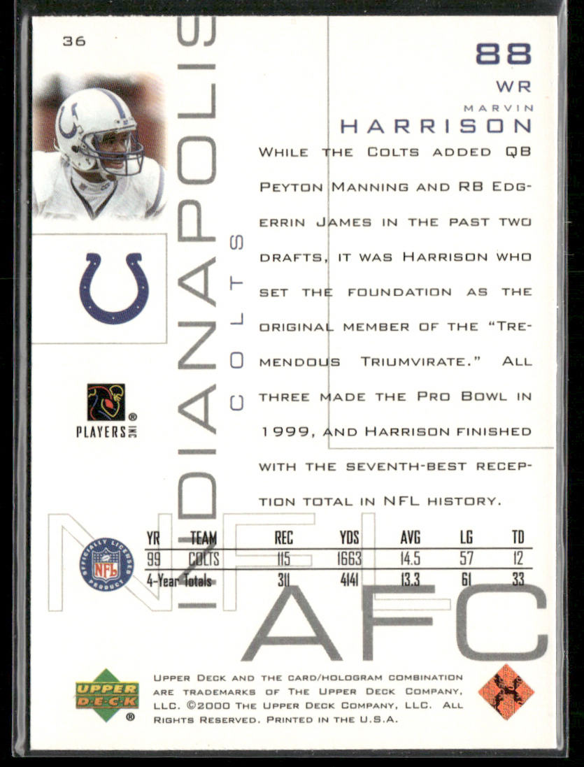 Marvin Harrison 2000 Upper Deck Pros & Prospects #36 Indianapolis Colts